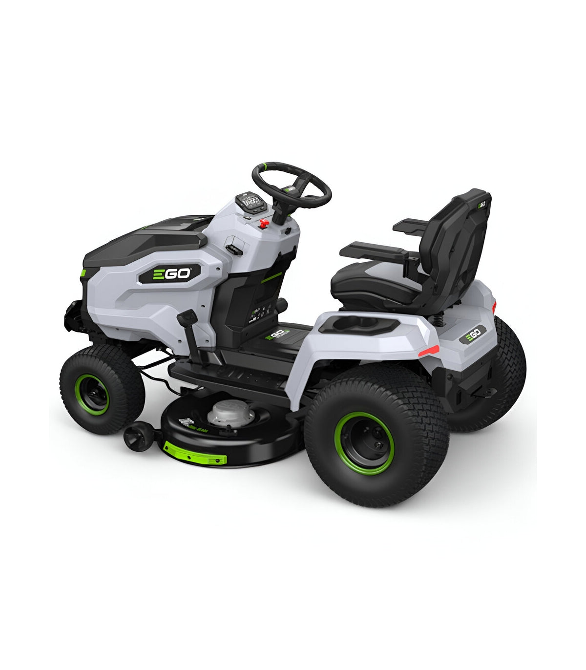 EGO TR4201E Akku-Aufsitzrasenmäher-Set, 107 cm Schnittbreite, 6 x 10-Ah-Akkus und Schnellladegerät