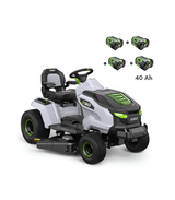 EGO TR4201E Aufsitzrasenmäher-Komplettpaket mit Seitenauswurf und Mulchfunktion, 4 x 10-Ah-Akkus und Schnellladegerät